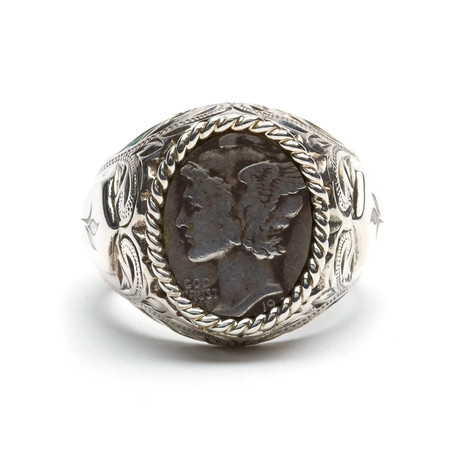 Small Mercury Dime Silver Ring (Size 7)