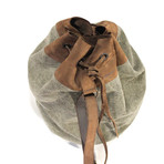 Leather + Canvas Slight Backpack (Green)
