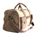Leather + Canvas Travel Bag (Green)