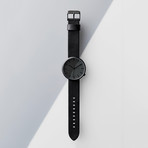 Lehft Watch Quartz // All Black + Black Leather Strap