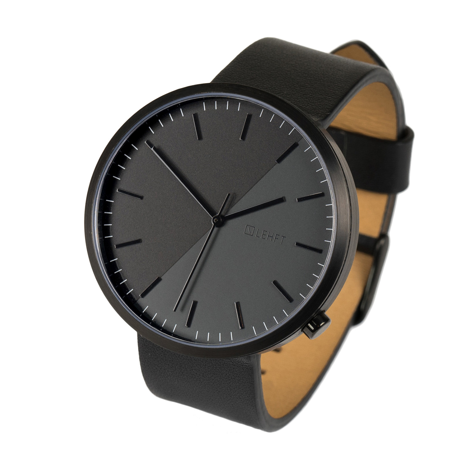 Lehft Watch Quartz // All Black + Black Leather Strap - Lehft Watches ...