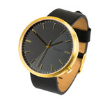 Lehft Watch Quartz // Gold + Black Leather Strap