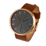 Lehft Watch Quartz // Rose Gold + Tan Brown Leather Strap