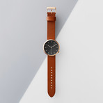 Lehft Watch Quartz // Rose Gold + Tan Brown Leather Strap