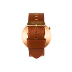 Lehft Watch Quartz // Rose Gold + Tan Brown Leather Strap