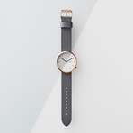 Lehft Watch Quartz // Rose Gold + Cool Grey Leather Strap