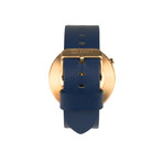 Lehft Watch Quartz // Rose Gold +  Midnight Blue Leather Strap