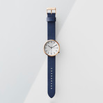 Lehft Watch Quartz // Rose Gold +  Midnight Blue Leather Strap