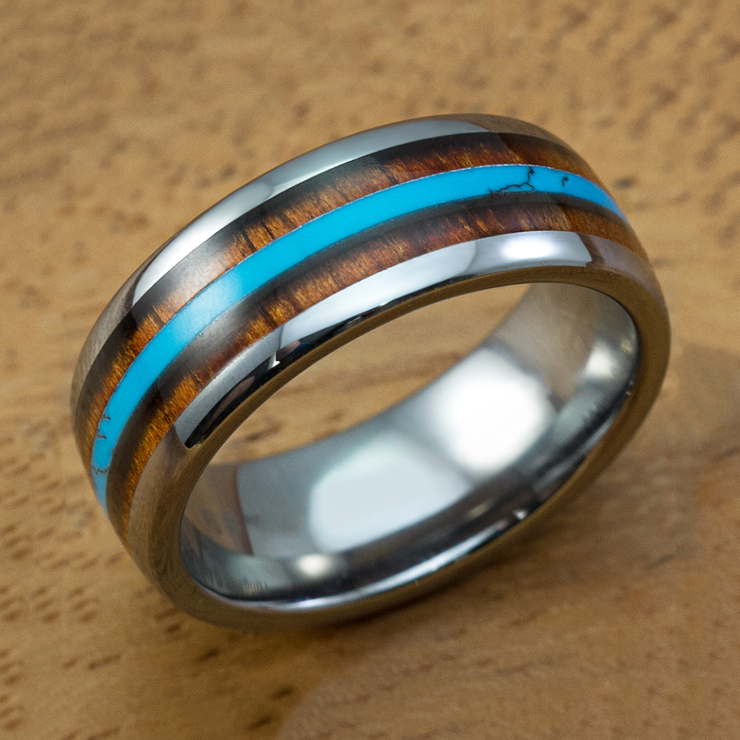 Aqua Turquoise + Koa Wood Ring // 8mm (Size 6) - Happy Laulea - Touch ...