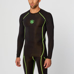 Specimen Fitness // Long-Sleeve Compression Top // Black + Green (S)