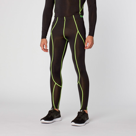 Specimen Fitness // Compression Sport Legging // Black+ Green (M)