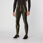 Specimen Fitness // Compression Sport Legging // Black+ Green (M)