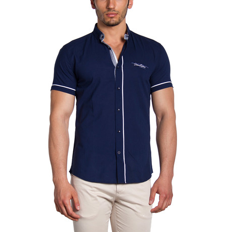 Short Sleeve Button-Down Shirt // Dark Blue (S)