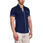 Short Sleeve Button-Down Shirt // Dark Blue (M)