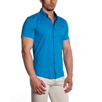 Short Sleeve Button-Down Shirt // Turquoise (XL)