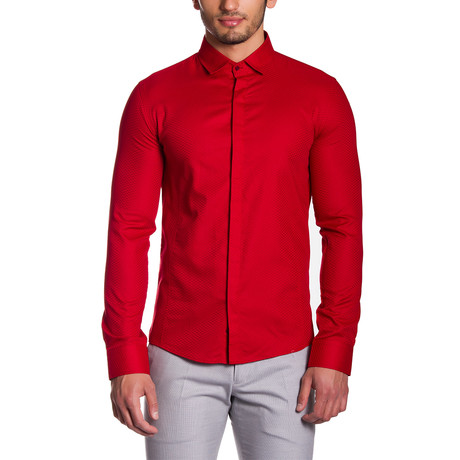 Hidden Button Shirt // Claret Red (S)