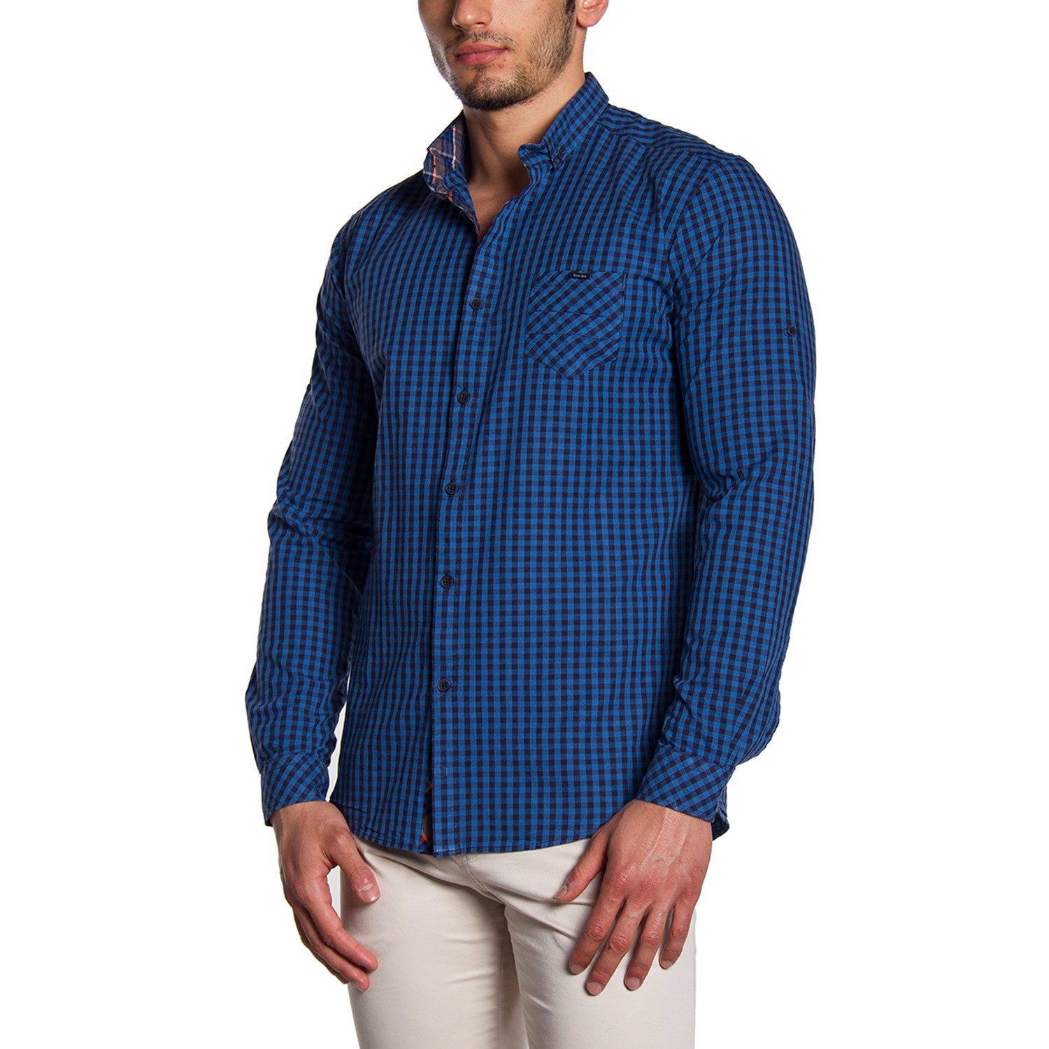 Button-Down Shirt // Dark Blue + Indigo Plaid (L) - MCR Moda Crise ...