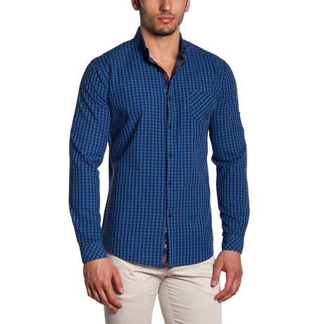 Button-Down Shirt // Dark Blue + Indigo Plaid (S)