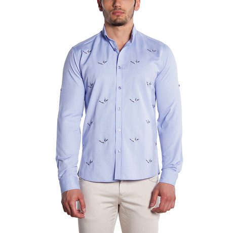 Button-Down Shirt // Flying Ducks + Light Blue (S)