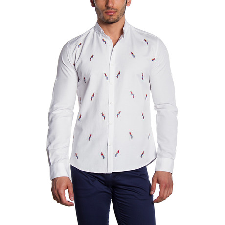 Button-Down Shirt // Parrots + White (S)