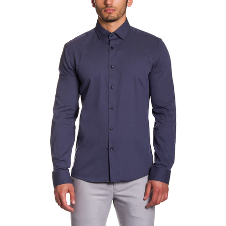 Button-Down Shirt // Dark Blue Basket Weave (S)