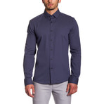 Button-Down Shirt // Dark Blue Basket Weave (XL)
