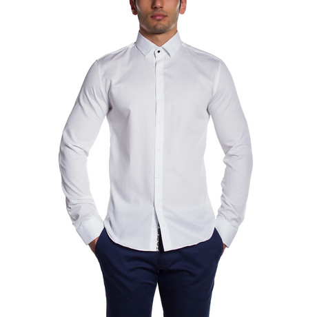 Button-Down Shirt // White Basket Weave (S)