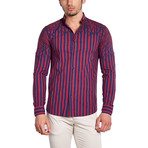 Button-Down Shirt // Red + Dark Blue Trees (M)