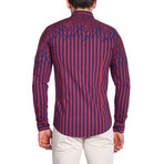 Button-Down Shirt // Red + Dark Blue Trees (M)