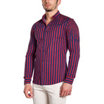 Button-Down Shirt // Red + Dark Blue Trees (M)