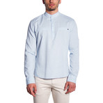 Mandarin Collar Henley // Light Blue (XL)