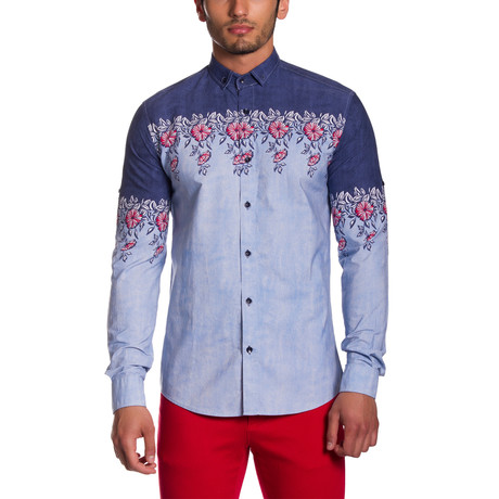 MCR Moda Crise // Button-Down Shirt // Floral + Contrast Indigo (S)