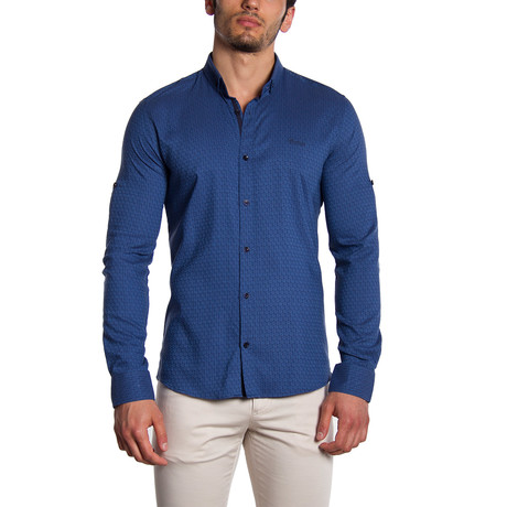 MCR Moda Crise // Button-Down Shirt // Dark Blue + Blue Floral (S)