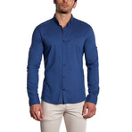 MCR Moda Crise // Button-Down Shirt // Dark Blue + Blue Floral (M)