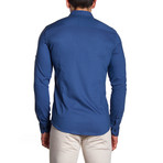 MCR Moda Crise // Button-Down Shirt // Dark Blue + Blue Floral (XL)