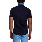 MCR Moda Crise // Button-Down Shirt // Dark Blue + Blue Embroidery (XL)