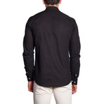 Mandarin Collar Button-Down Shirt // Black (L)