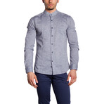 MCR Moda Crise // Mandarin Collar Button-Down Shirt // Dark Blue (M)