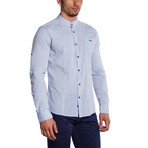 MCR Moda Crise // Mandarin Collar Button-Down Shirt // Blue (L)