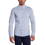 MCR Moda Crise // Mandarin Collar Button-Down Shirt // Blue (L)