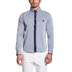 Button-Down Shirt // Grey + Black Placket (L)