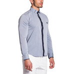 Button-Down Shirt // Grey + Black Placket (M)
