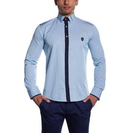 Button-Down Shirt // Blue + Black Placket (S)