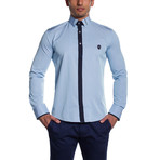 Button-Down Shirt // Blue + Black Placket (2XL)