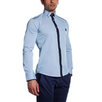 Button-Down Shirt // Blue + Black Placket (2XL)