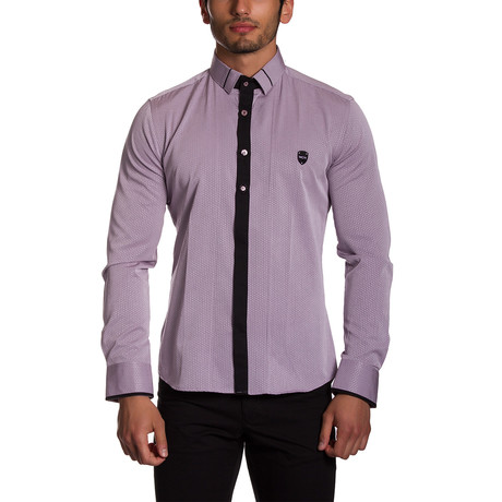 Button-Down Shirt // Pink + Black Placket (S)