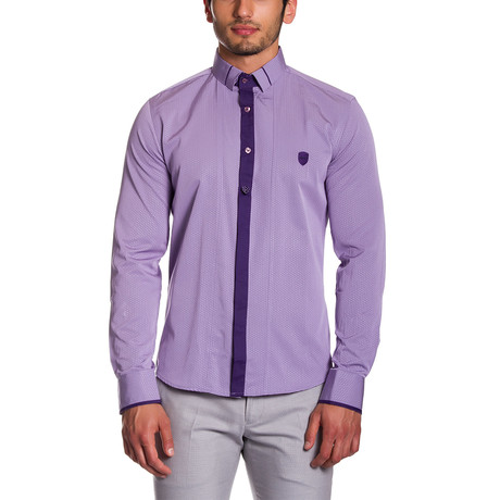 Button-Down Shirt // Lilac + Purple Contrast Placket (S)