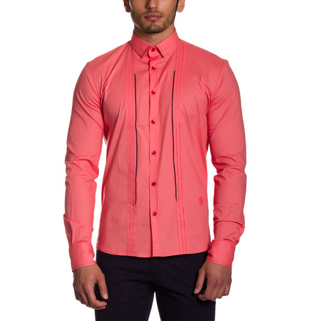 Button-Down Shirt // Salmon Pintucks (S)