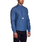 MCR Moda Crise // Mandarin Collar Henley // Military Blue (XL)