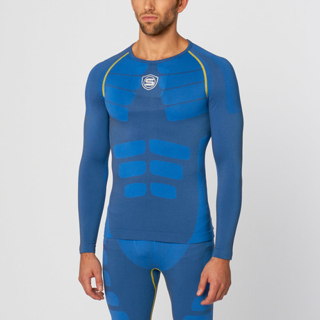 Long-Sleeve Kinetic Suit Top // Blue + Yellow (M)